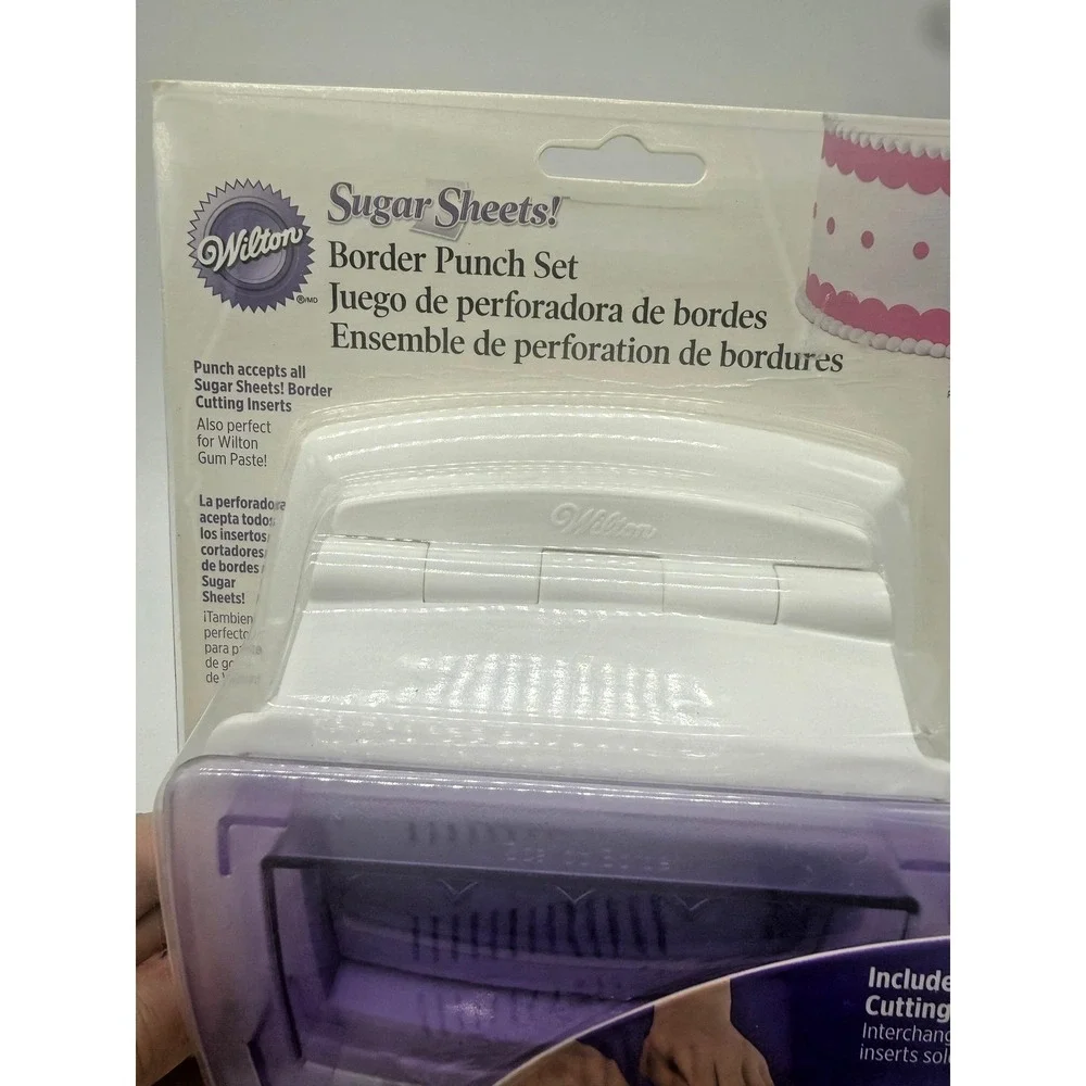 Wilton Sugar Sheets Border Punch Set Scallop Insert Purple Cake Stencil